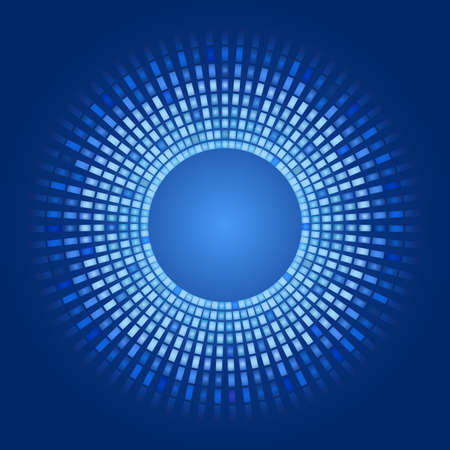 blue abstract background - circles of glowing pixels, concentric circles. vector illustration - you can simply change the colorのイラスト素材