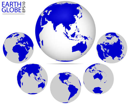 Earth globe, different continents. Vector format of Earth Planet, fully editable, you can change form and colorのイラスト素材