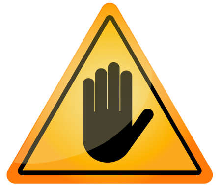 STOP - Orange triangle stop hand sign for prohibited activities. Vector illustration - you can simply change color and sizeのイラスト素材