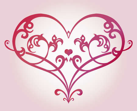 ornate decorative heart, beautiful love graphic symbol, calligraphy romantic vector illustration - EPS10 fully editable, you can change form and colorのイラスト素材