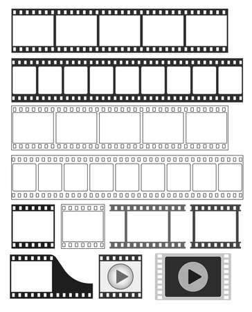 film strip, 35 mm negative strip, movie, video player icon - vector illustration fully editable, you can change form and colorのイラスト素材