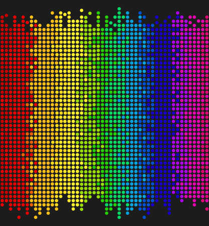 colored dots on black background, bright mosaic pixels, vector illustration - you can change the background color and the color of dotsのイラスト素材