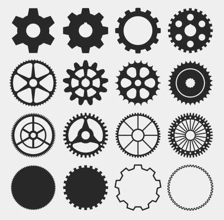 gear silhouettes,  machine technology gears - vector illustrationのイラスト素材