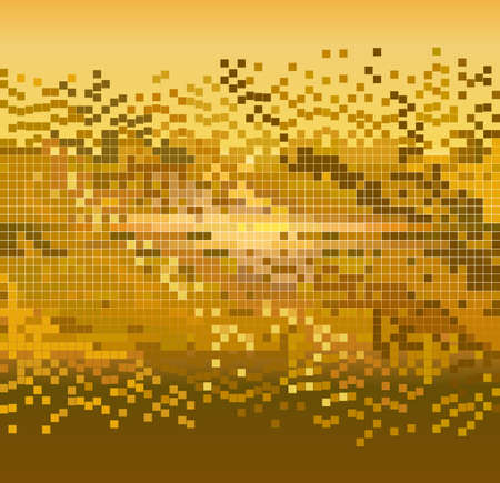 golden shiny pixels mosaic background - vector illustrationのイラスト素材