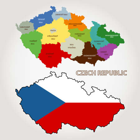 Czech republic Map, map of regions - vectorのイラスト素材