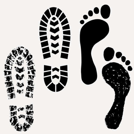 Footprint, shoes print, footprint of dirty boot - vector illustrationのイラスト素材
