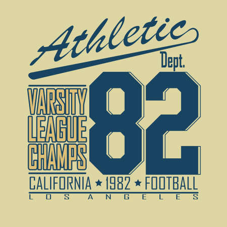 California Sport Typography, Varsity Football Athletic Dept. T-shirt fashion design graphics, Vintage Print for sportswear apparel - vector illustrationのイラスト素材
