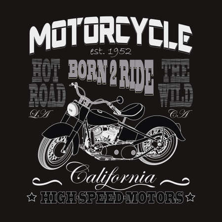 Motorcycle Racing Typography Graphics. California Motors. T-shirt Design,  Bikers wear. vector illustrationのイラスト素材
