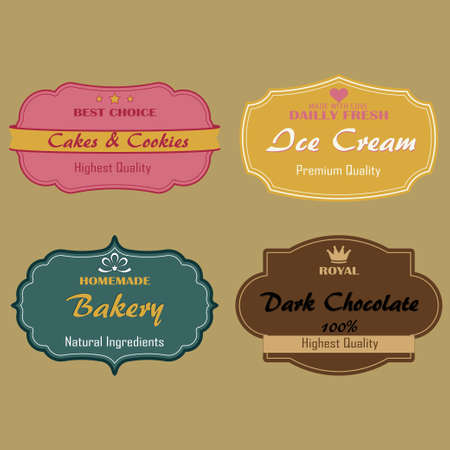 Set of  labels for cakes, cookies,  ice cream, bakery chocolate. Badge, emblem - vectorのイラスト素材