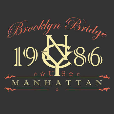 New York City Typography Graphics Label. T-shirt Printing Design, Manhattan original wear - vector illustrationのイラスト素材