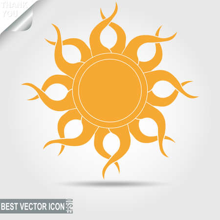 Sun icon, orange twisted rays. Elements for design, vector illustrationのイラスト素材