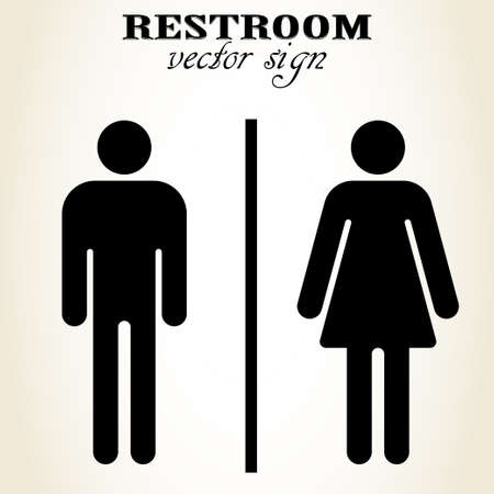 Male and Female Restroom sign. Symbol of a public toilet. Man, Women, WC icon - vectorのイラスト素材