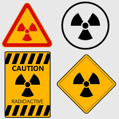 Radioactivity sign, caution radioactive, Nuclear danger, warning sign set - vectorsのイラスト素材