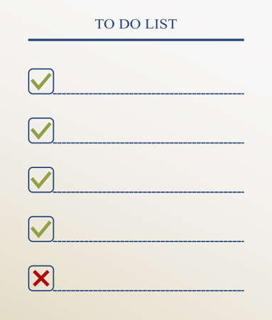 To do list with check mark. Notebook with checklist for note. Tick and cross mark, yes no symbols green an red. Vector format, well layeredのイラスト素材