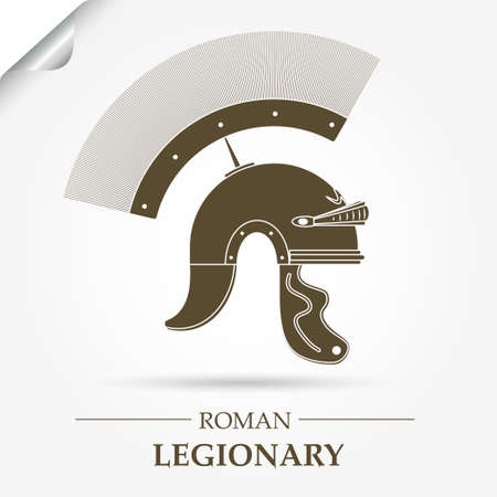 Roman Legionary Helmet, Warrior logo, Gladiator icon, heroic soldier - vectorのイラスト素材