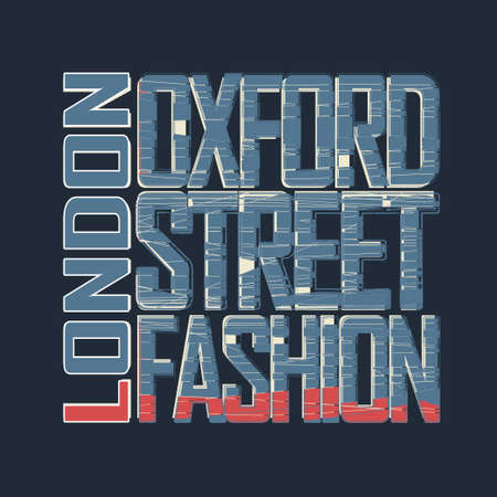London Typography Graphics - T-shirt design - Oxford Street , England - Great Britain - fashion. Vectorのイラスト素材
