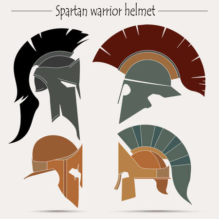 Spartan Helmet, Greek warrior, Gladiator,  legionnaire heroic soldier - vectorのイラスト素材
