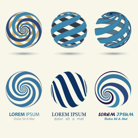 business logo, blue sphere, swirl symbol, spiral ball template - vector illustrationのイラスト素材