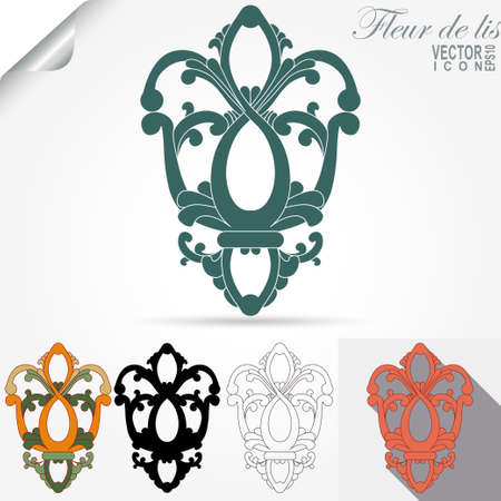 Creative fleur de lis emblem, heraldic symbol, flowers decorative design - vector illustrationのイラスト素材