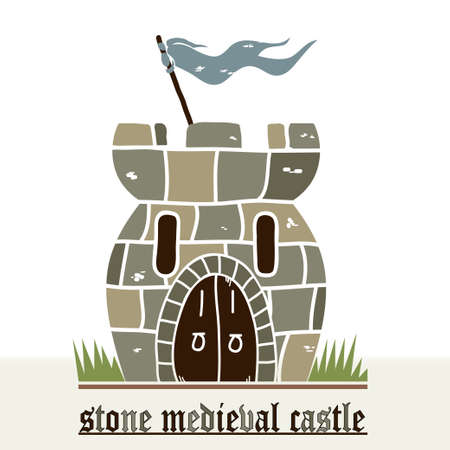Medieval Stone Castle cartoon, flat design - vector illustrationのイラスト素材