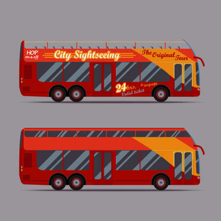 Red double decker bus, travel, sightseeing, city visiting, touristic transport -  - vector illustrationのイラスト素材