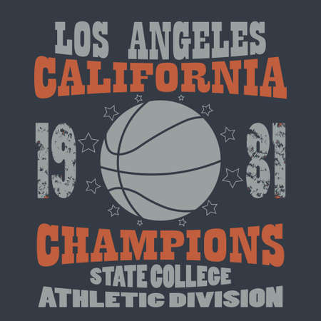 Basketball Champions t-shirt graphic design. California team  typography emblem,  Print for sportswear apparel - vector illustrationのイラスト素材