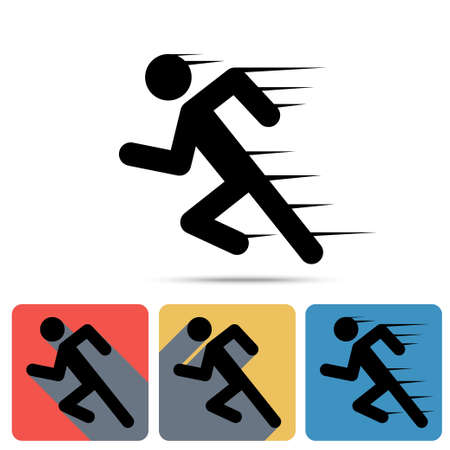 Running Man icon, sprinter. Flat long shadow icons, speed sign, sport symbol, marathon winner - vectorのイラスト素材