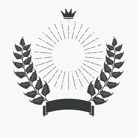 Laurel wreath, ribbon and crown set - vectorsのイラスト素材