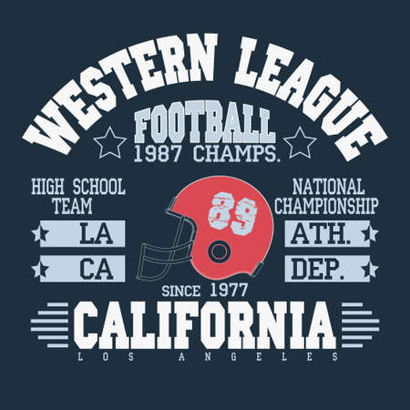 California Sport Typography, Football Athletic  T-shirt fashion design graphics, Vintage Print for sportswear apparel - vector illustrationのイラスト素材