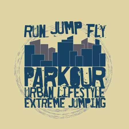 Parkour concept Fashion Typography, sport emblem design, urban graphic Print label - vector illustrationのイラスト素材