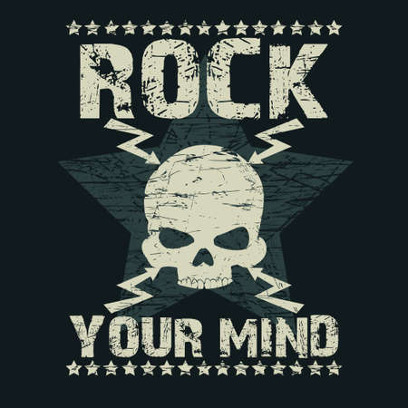 Rock star t-shirt Typography, skull emblem fashion music design graphics, vector illustrationのイラスト素材