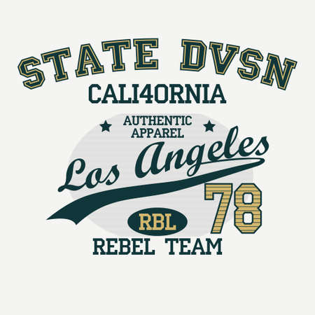 California T-shirt fashion Typography, sport emblem design, Los Angeles graphic Print label - vector illustrationのイラスト素材