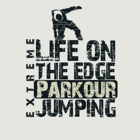 Parkour concept Fashion Typography, sport emblem design, urban graphic Print label - vector illustrationのイラスト素材