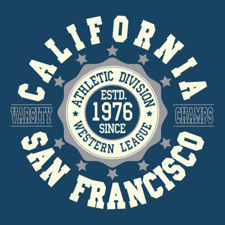 California T-shirt fashion Typography, sport emblem design, San Francisco league graphic Print label - vector illustrationのイラスト素材