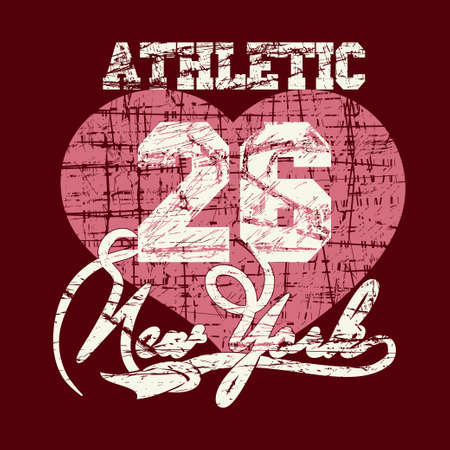 New York City Typography Graphics, girls T-shirt grunge Printing Design NYC original wear, Vintage Print for sportswear apparelのイラスト素材