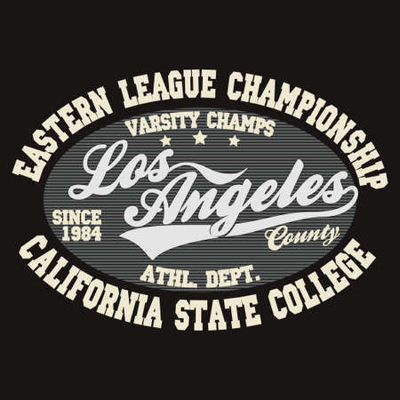 California T-shirt fashion Typography, sport emblem design, Los Angeles graphic Print label - vector illustrationのイラスト素材