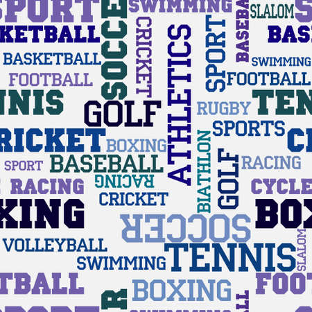 Sport seamless pattern, fonts background texture. のイラスト素材