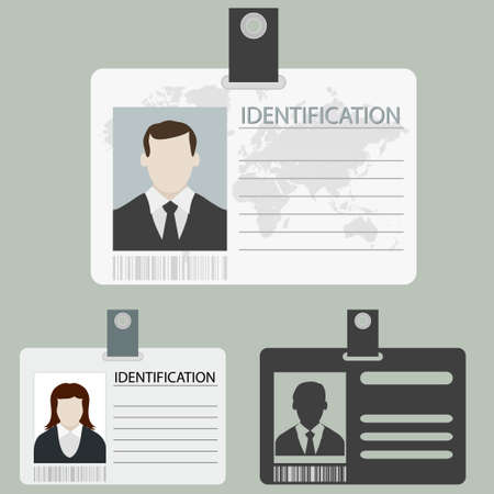 ID card set with male and female photo templates isolated. のイラスト素材