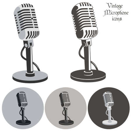 Vintage microphone retro icons set のイラスト素材