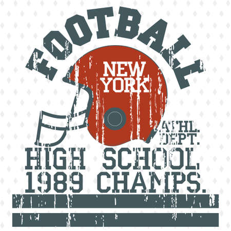 Football Athletics Sport Typography, T-shirt fashion design - grunge style graphics, Vintage Print for sportswear apparel. vectorのイラスト素材