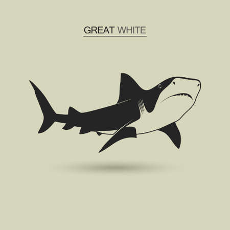 Great white shark emblem, black silhouette. Vector illustrationのイラスト素材