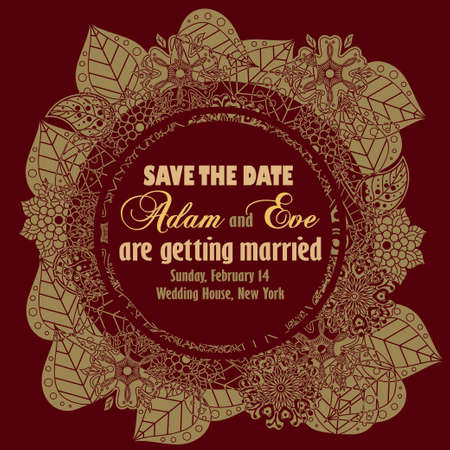 Wedding invitation, save the date card, floral vintage style. Vectorのイラスト素材