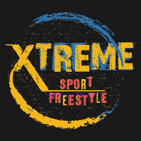 Extreme sport freestyle Typography emblem, t-shirt design, vintage graphic print. vectorのイラスト素材