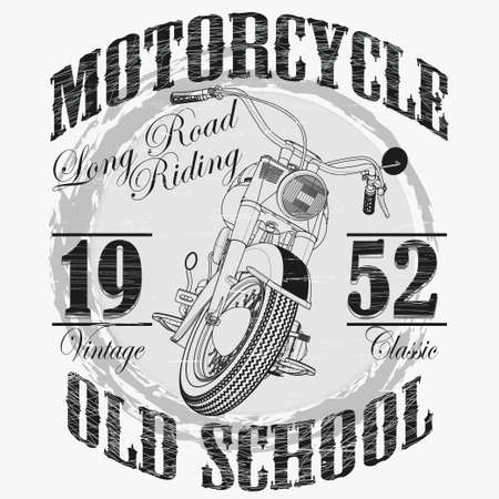 Biker fashion Typography, Motorcycle sport emblem, classic style print label. Vectorのイラスト素材
