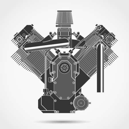 Motorcycle engine, car motor machine parts, engineering gear technology. Vectorのイラスト素材