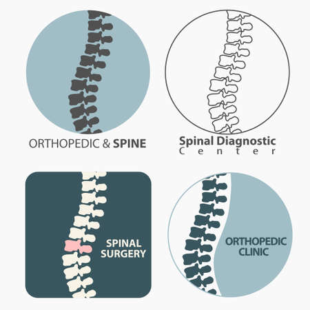 Spine diagnostics center, medicine, clinic symbol design, backbone silhouette vector emblemのイラスト素材