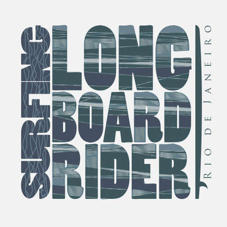 Surfing t-shirt graphic design. Rio de Janeiro Surfboard - surfers wear typography emblem. vectorのイラスト素材
