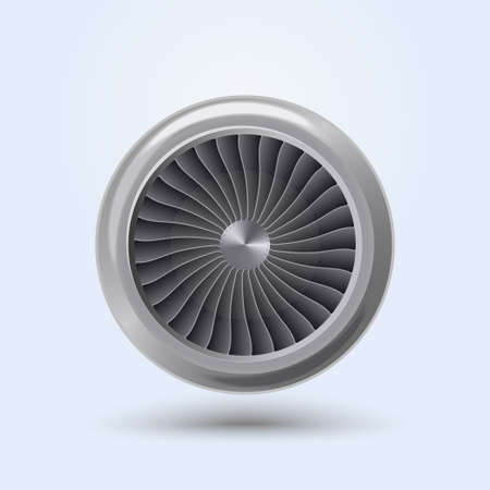 Jet Engine Realistic front view, aircraft turbine energy fan. Vectorのイラスト素材