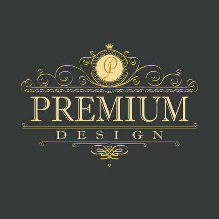 luxury ornament floral design logo, decorative template, heraldic, business, fashion signの写真素材