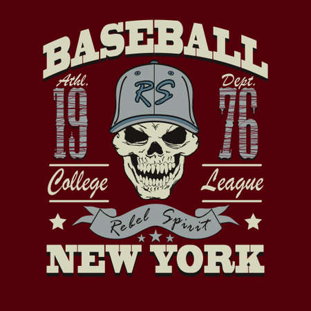 Baseball t-shirt graphic design. New York City College typography emblemの写真素材